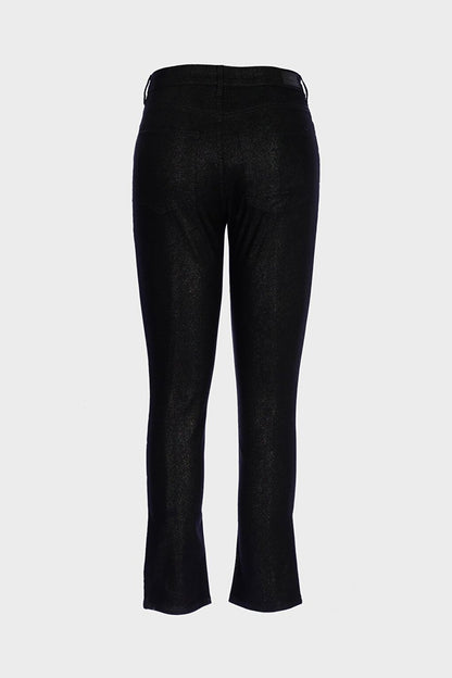 Judy Black Silvery High Waist Zippered Skinny Fit Jean Trousers C 4521-197