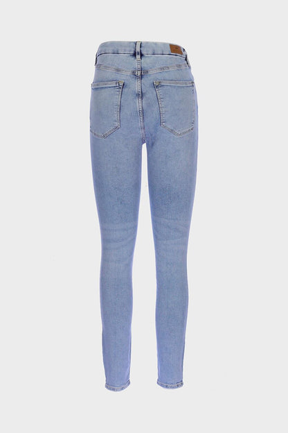 Judy Light Blue High Waist Zippered Jean Trousers C 4521-202