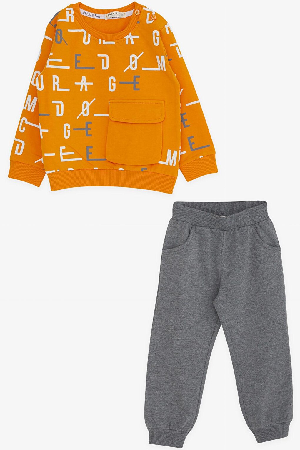 Baby Boy Tracksuit Set Mustard Yellow with Letter Pattern (Age 2)