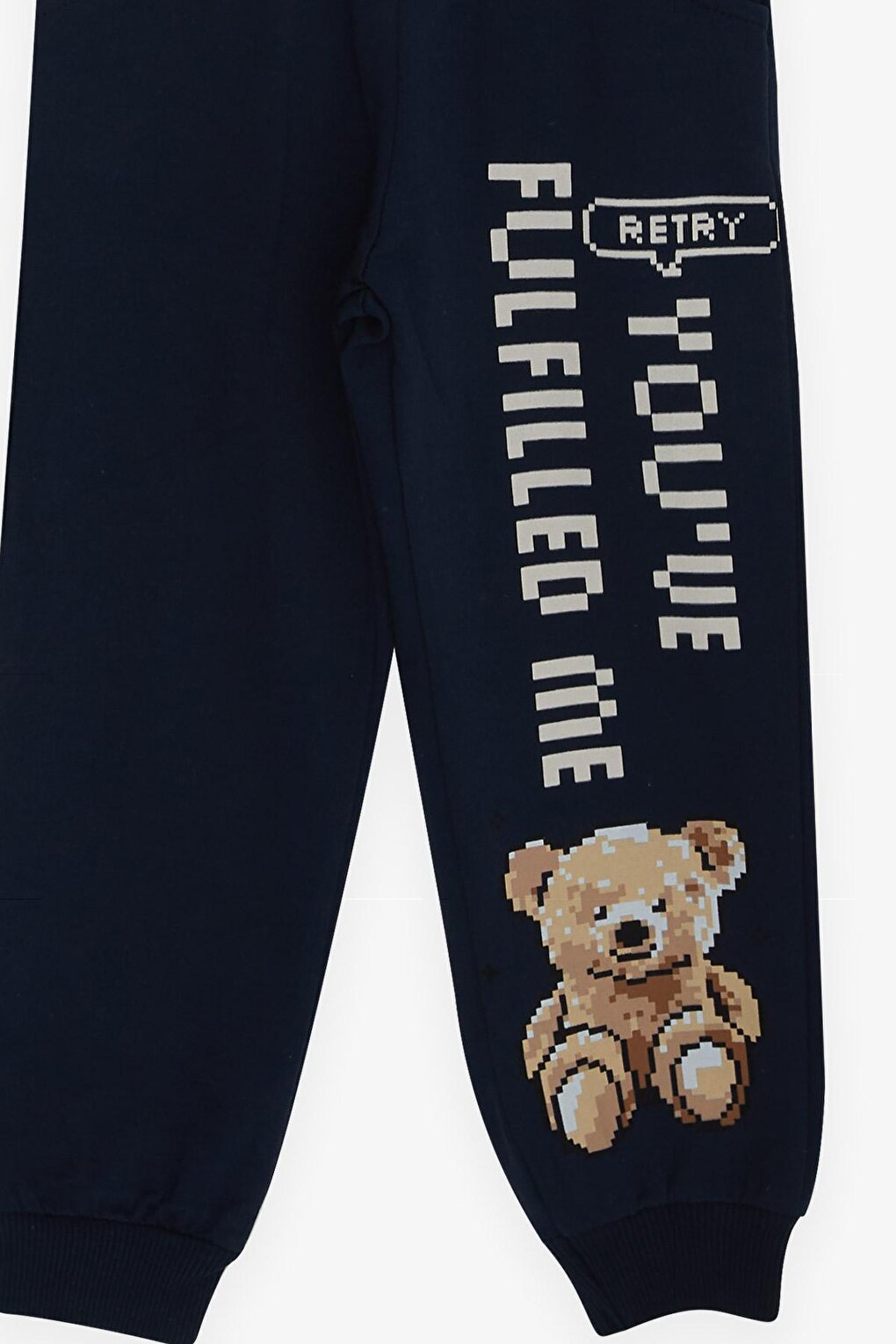 Boy's Tracksuit Set, Teddy Bear Printed Cream (Age 2-5)