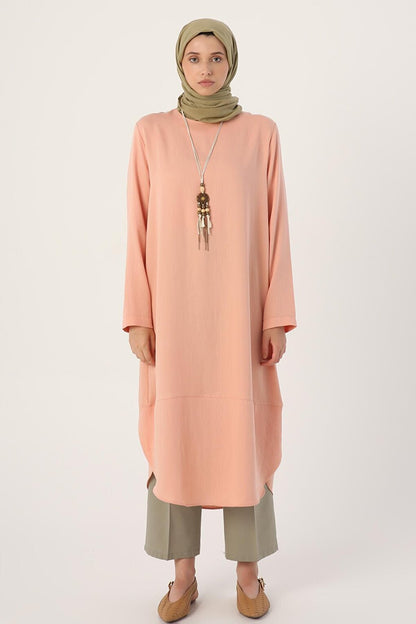 Salmon Asymmetrical Necklace Long Tunic