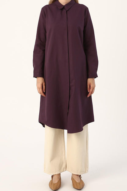 Üzüm Basic Hidden Placket Long Shirt