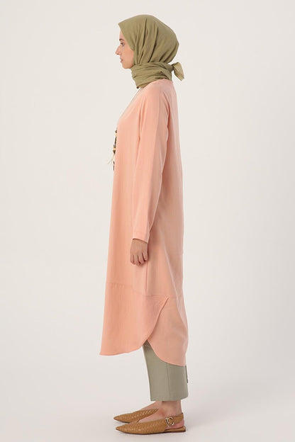 Salmon Asymmetrical Necklace Long Tunic