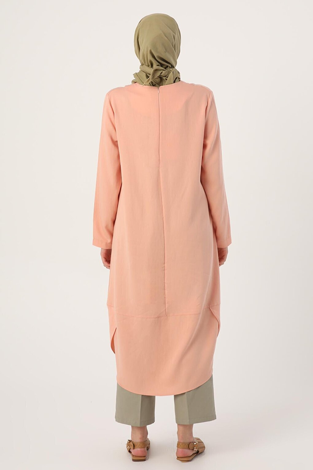 Salmon Asymmetrical Necklace Long Tunic