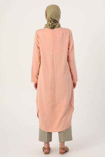 Salmon Asymmetrical Necklace Long Tunic