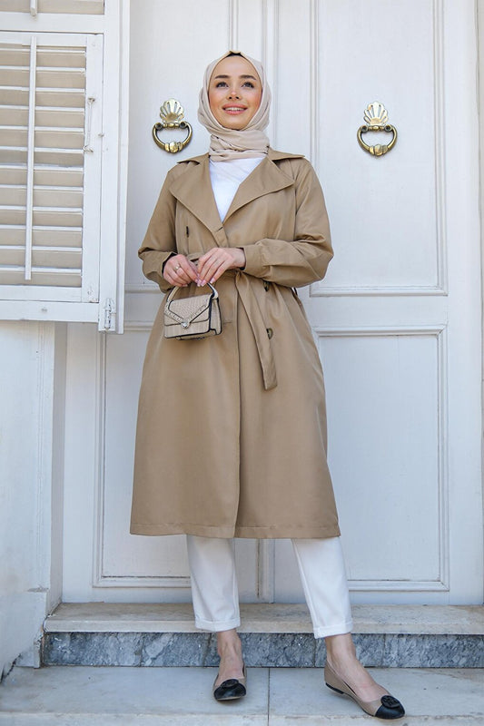 Waist Tied Trench Coat Mink