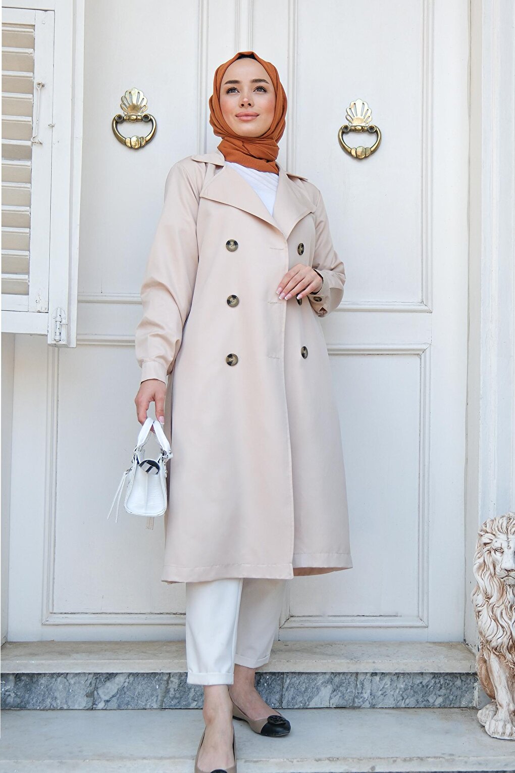 Waist Tied Trench Coat Cream