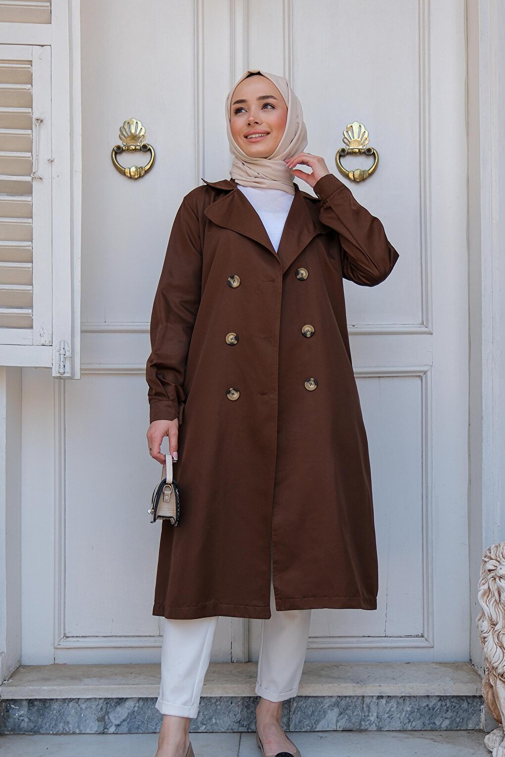 Waist Tied Trench Coat Brown