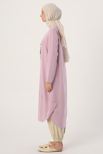 Lilac Asymmetrical Necklace Long Tunic