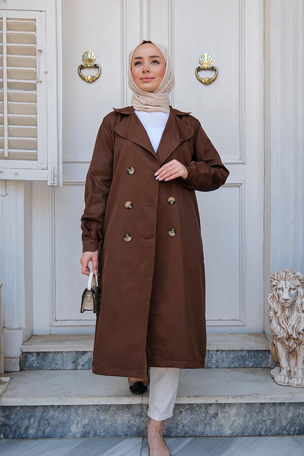 Waist Tied Trench Coat Brown