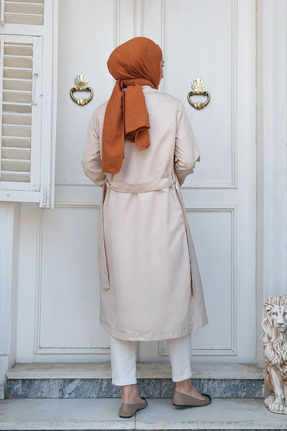 Waist Tied Trench Coat Cream