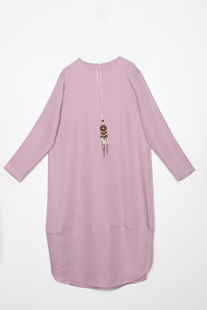 Lilac Asymmetrical Necklace Long Tunic