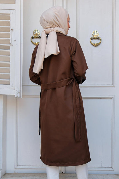 Waist Tied Trench Coat Brown