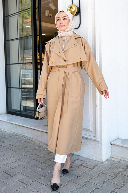 Snap-Flat Piece Trench Coat Mink