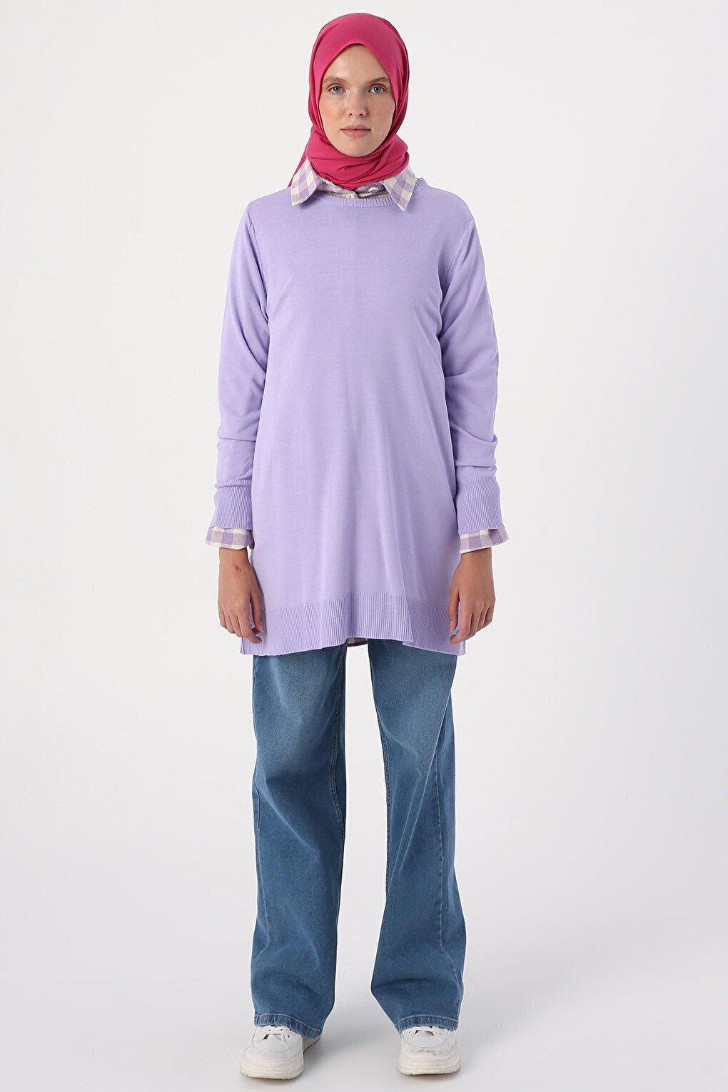 Light Lilac Crew Neck Knitwear Tunic