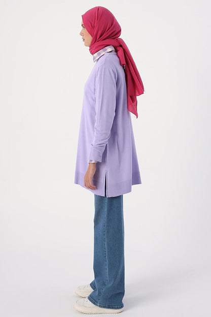 Light Lilac Crew Neck Knitwear Tunic