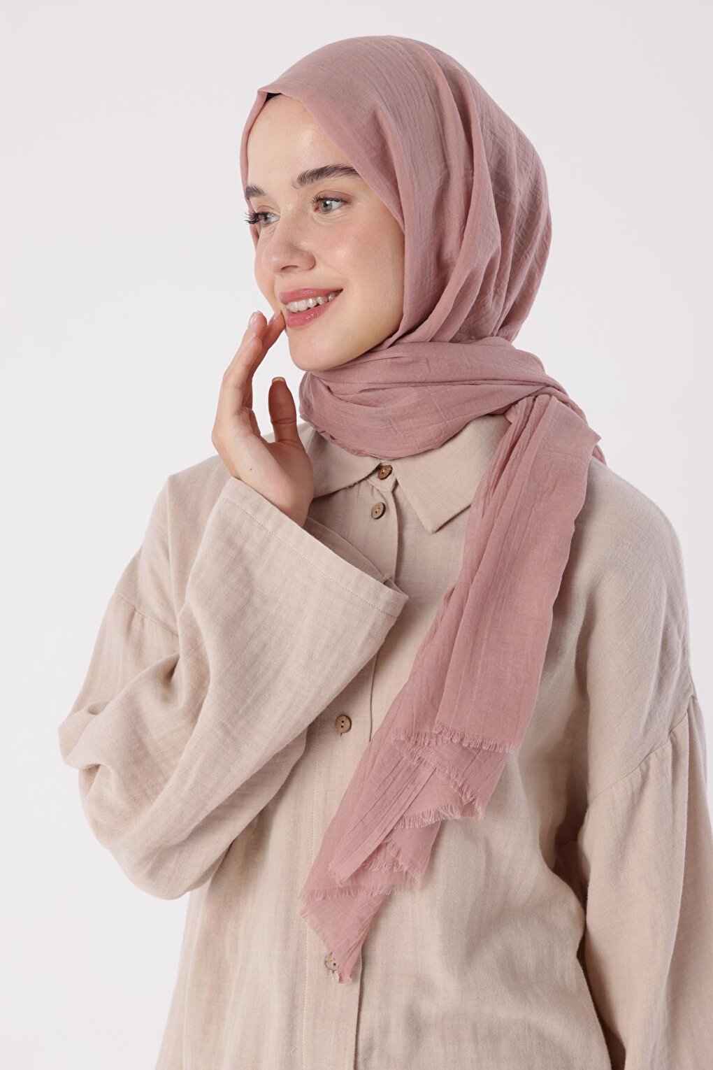 Dried Rose Olay Cotton Shawl