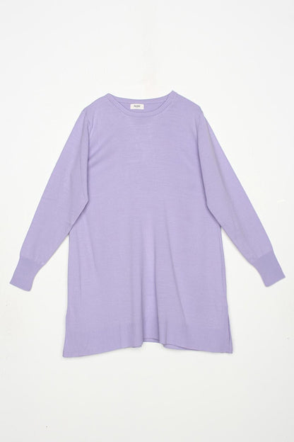 Light Lilac Crew Neck Knitwear Tunic