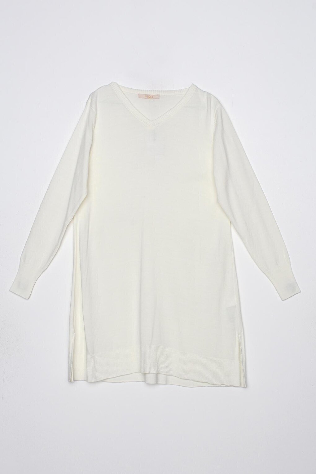 Ecru V-Neck Knitwear Tunic