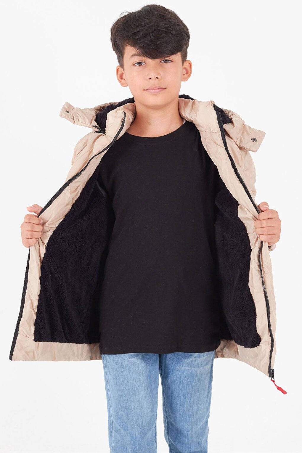 Boy's Coat Cross Printed Hooded Puffer Coat 14539