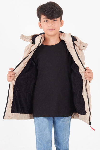 Boy's Coat Cross Printed Hooded Puffer Coat 14539