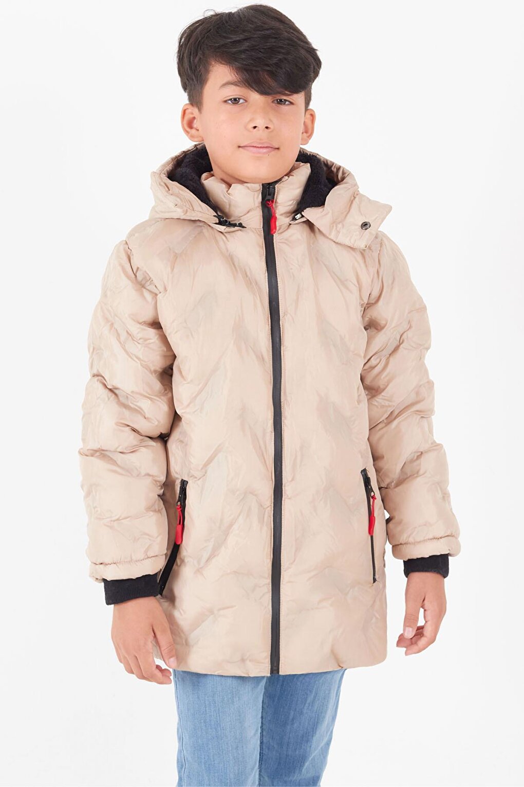 Boy's Coat Cross Printed Hooded Puffer Coat 14539