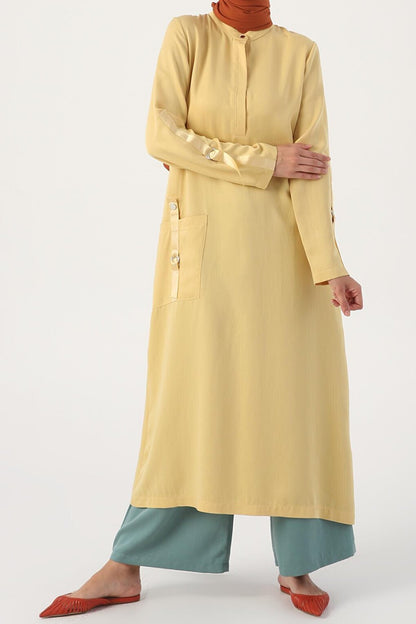 Yellow Collar Collar Large Pocket Tunic