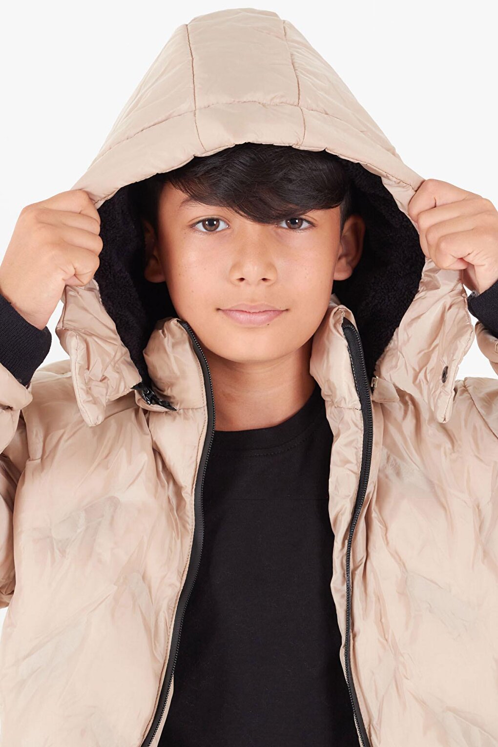 Boy's Coat Cross Printed Hooded Puffer Coat 14539