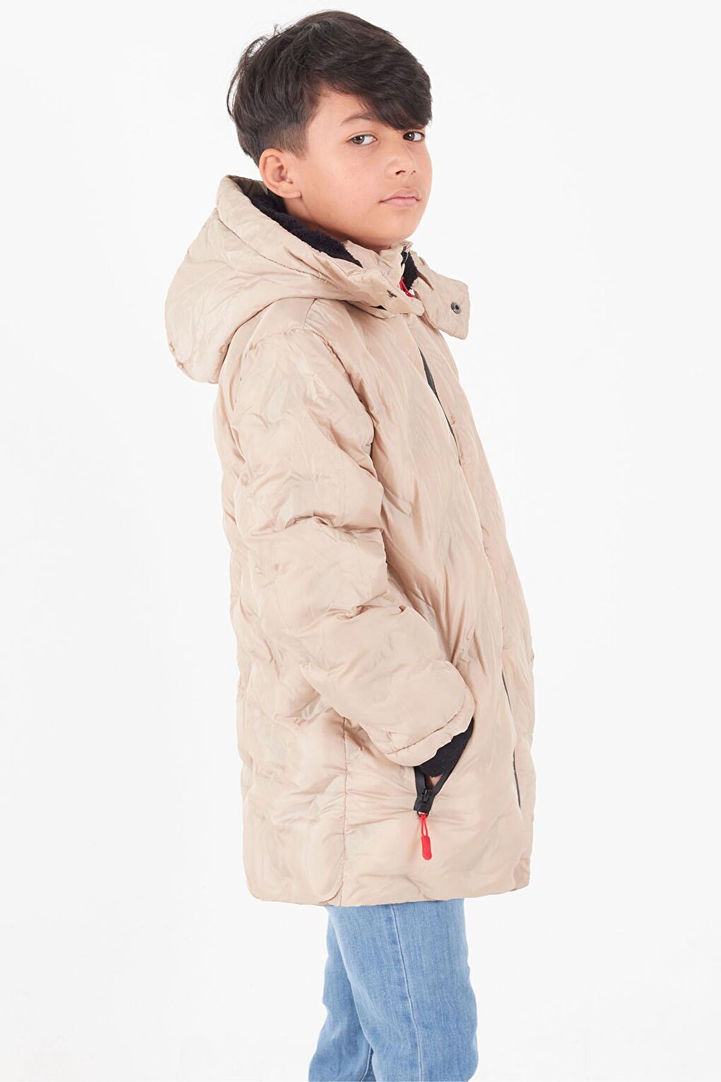 Boy's Coat Cross Printed Hooded Puffer Coat 14539