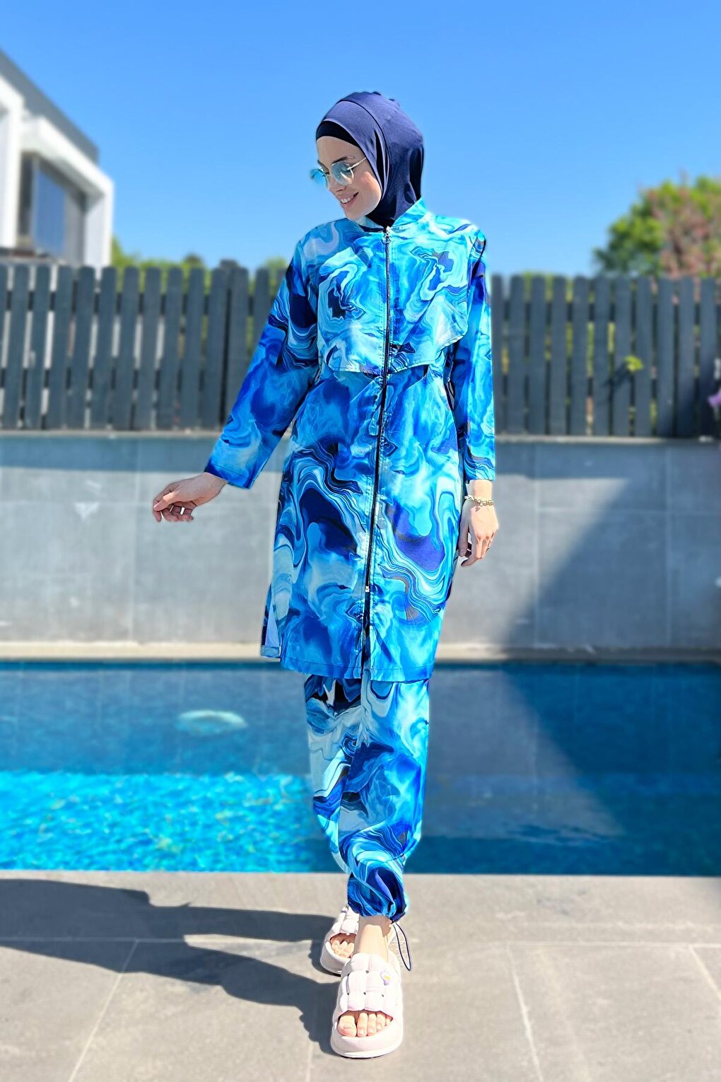 Front Covered Parachute Fully Covered Hijab Swimsuit R070 Nil