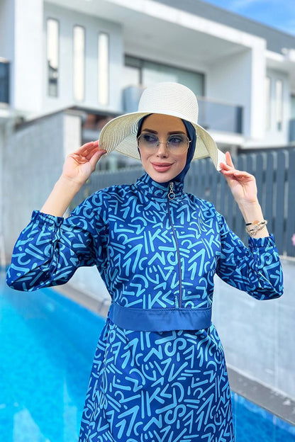 Parachute Fully Covered Hijab Swimsuit R081 Atlantic