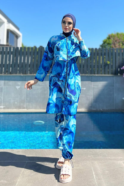 Front Covered Parachute Fully Covered Hijab Swimsuit R070 Nil