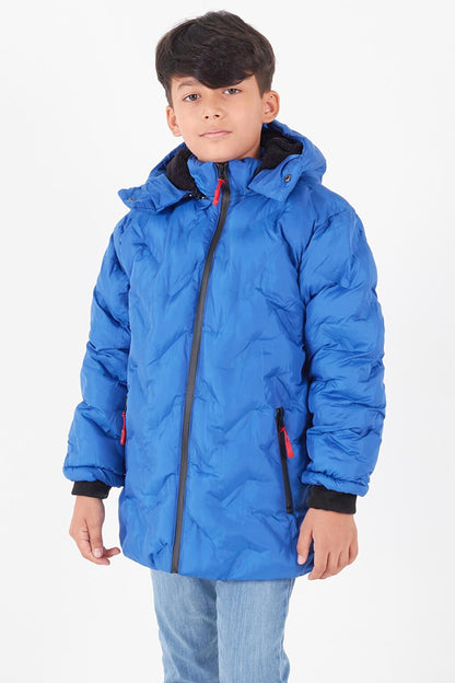 Boy's Coat Cross Printed Hooded Puffer Coat 14539