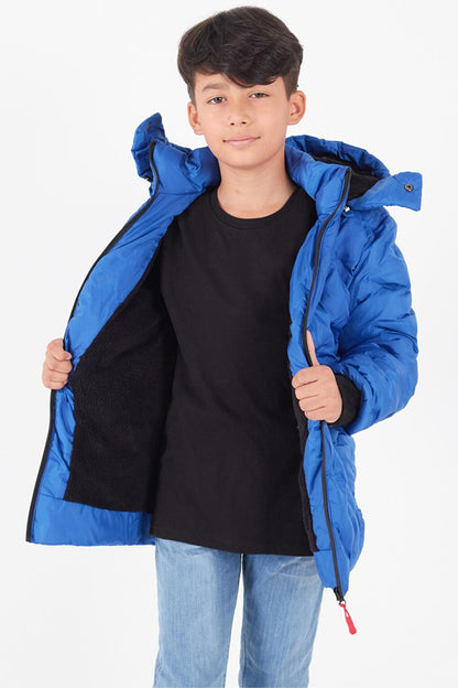 Boy's Coat Cross Printed Hooded Puffer Coat 14539