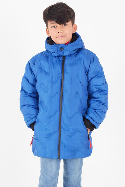 Boy's Coat Cross Printed Hooded Puffer Coat 14539