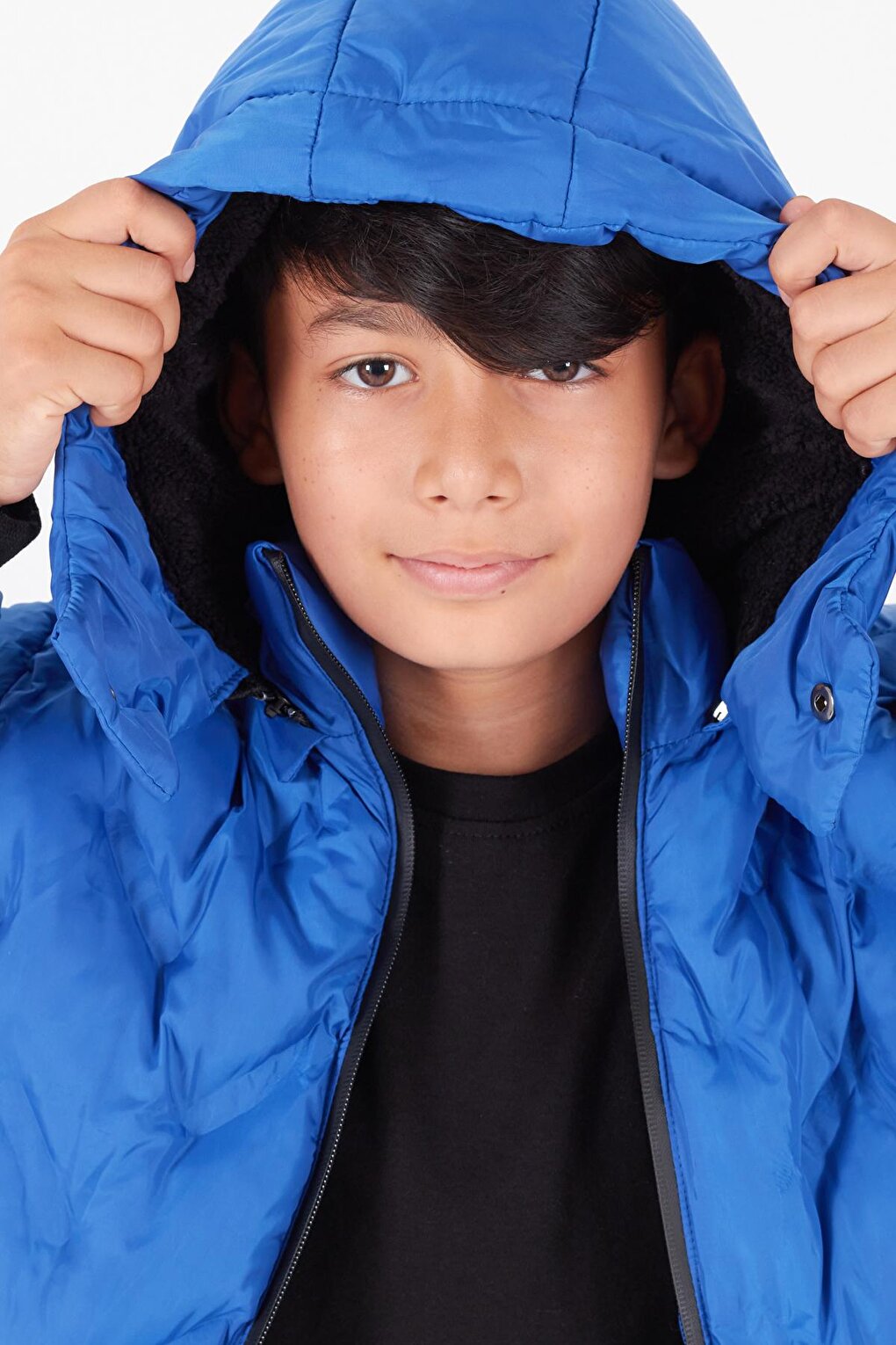 Boy's Coat Cross Printed Hooded Puffer Coat 14539