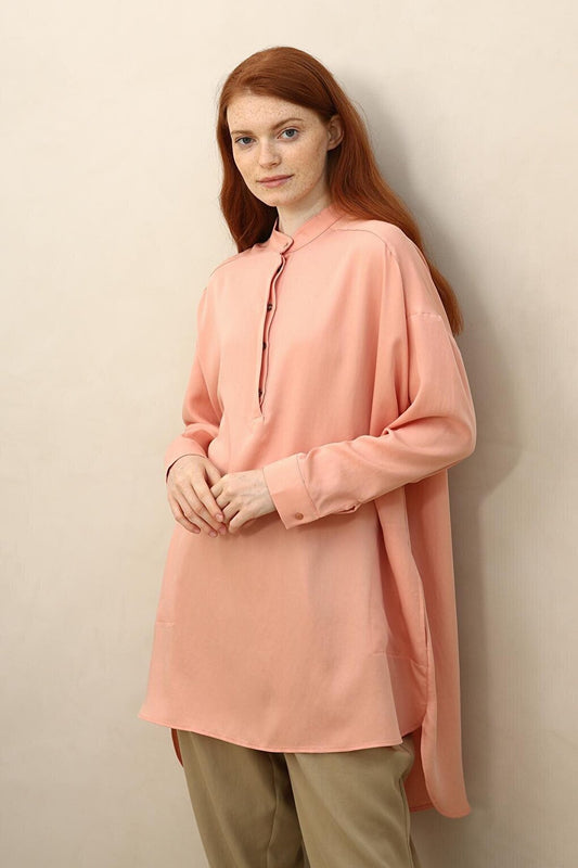 Salmon Tunic with Side Pockets, Comfortable Fit