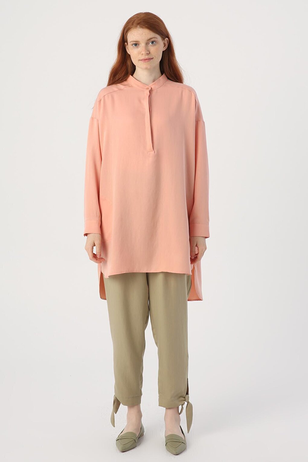 Salmon Tunic with Side Pockets, Comfortable Fit