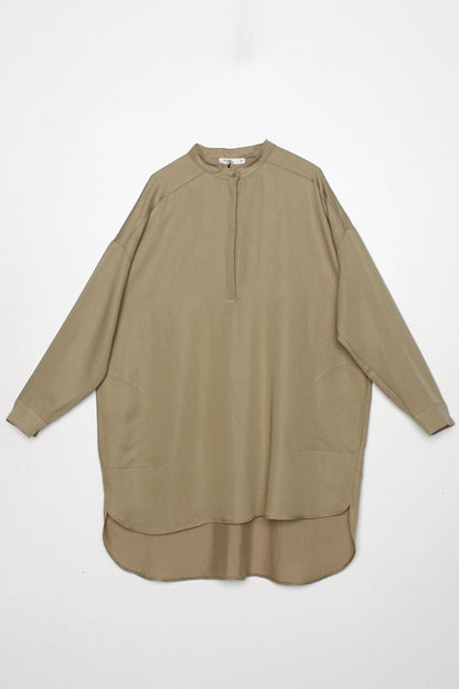 Oil Green Comfortable Fit Tunic with Side Pockets