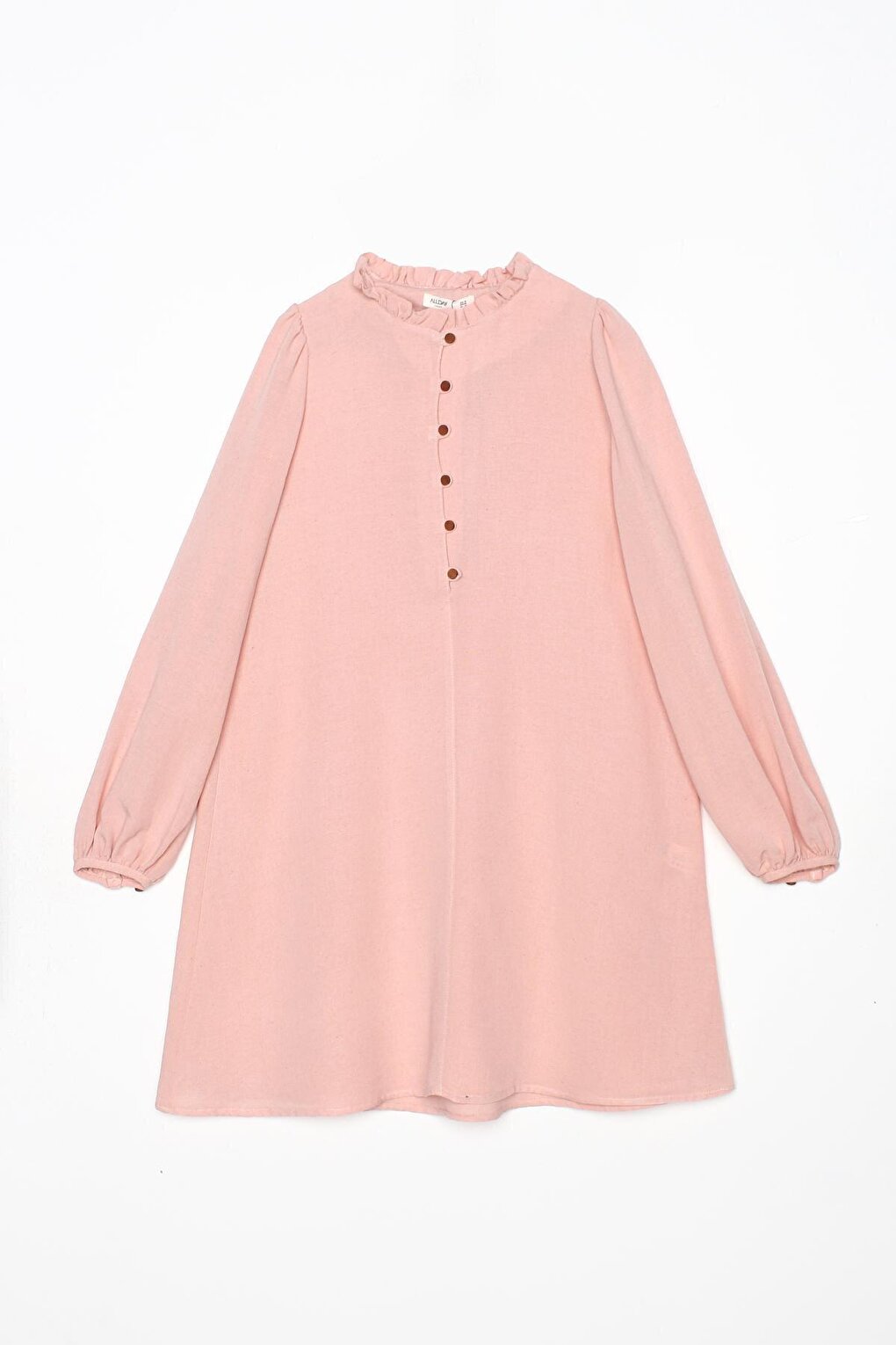 Powder Collar Ruffled Linen Tunic