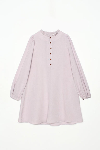 Lilac Side Ruffled Linen Tunic