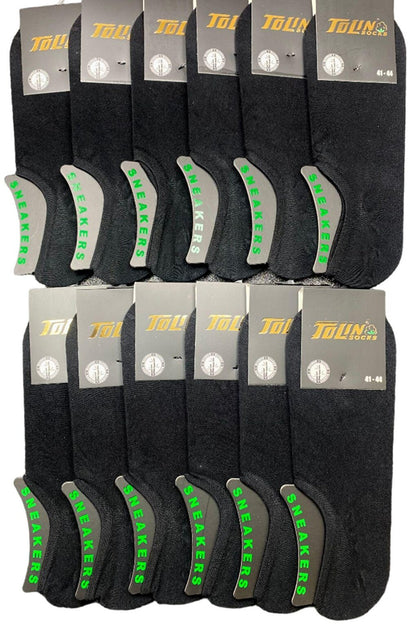 Bamboo Men's Black Sneakers Set of 12 Socks 10600