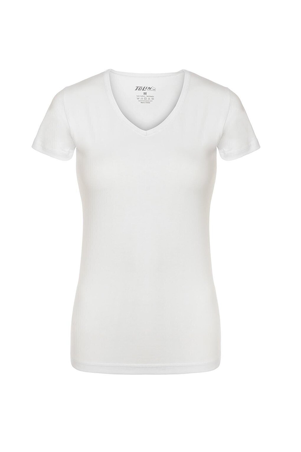 V-neck Short Sleeve Women's Cotton Lycra White Undershirt 2-pack 3227B