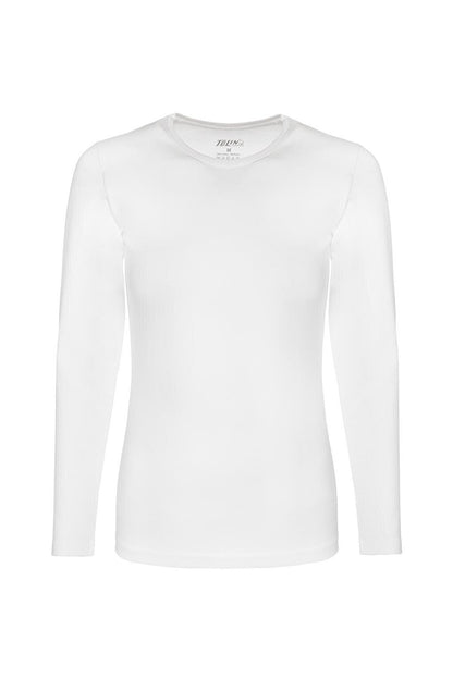 Crew Neck Long Sleeve Women's Cotton Lycra White Undershirt 2-pack 6217B