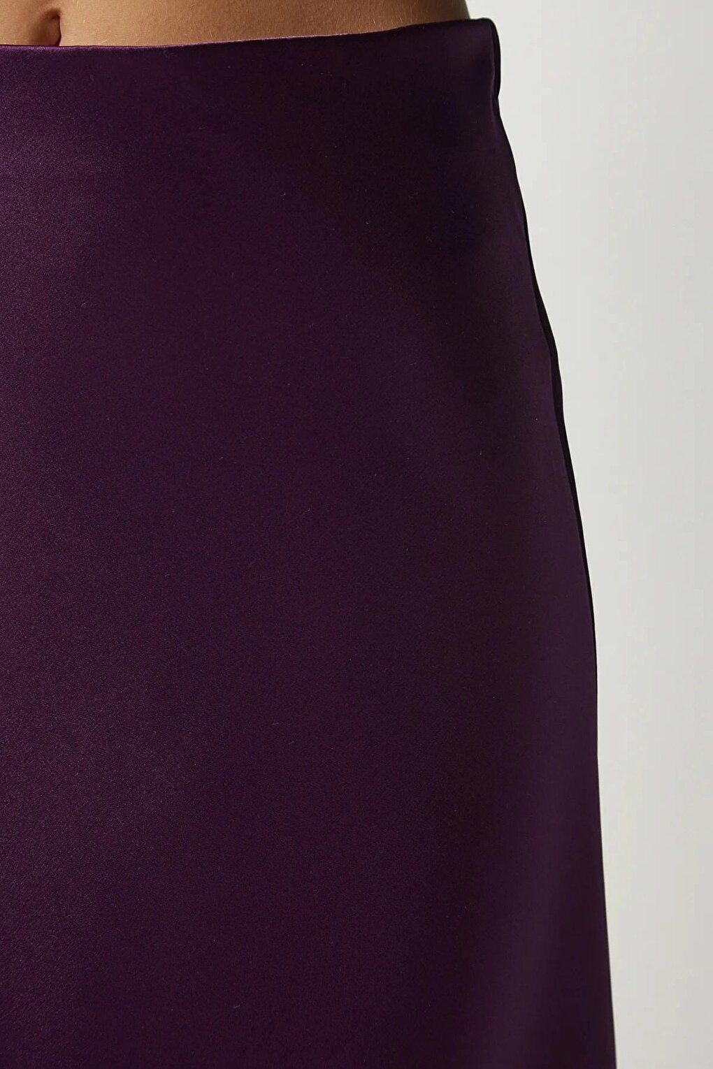 Purple Ankle Length Satin Skirt