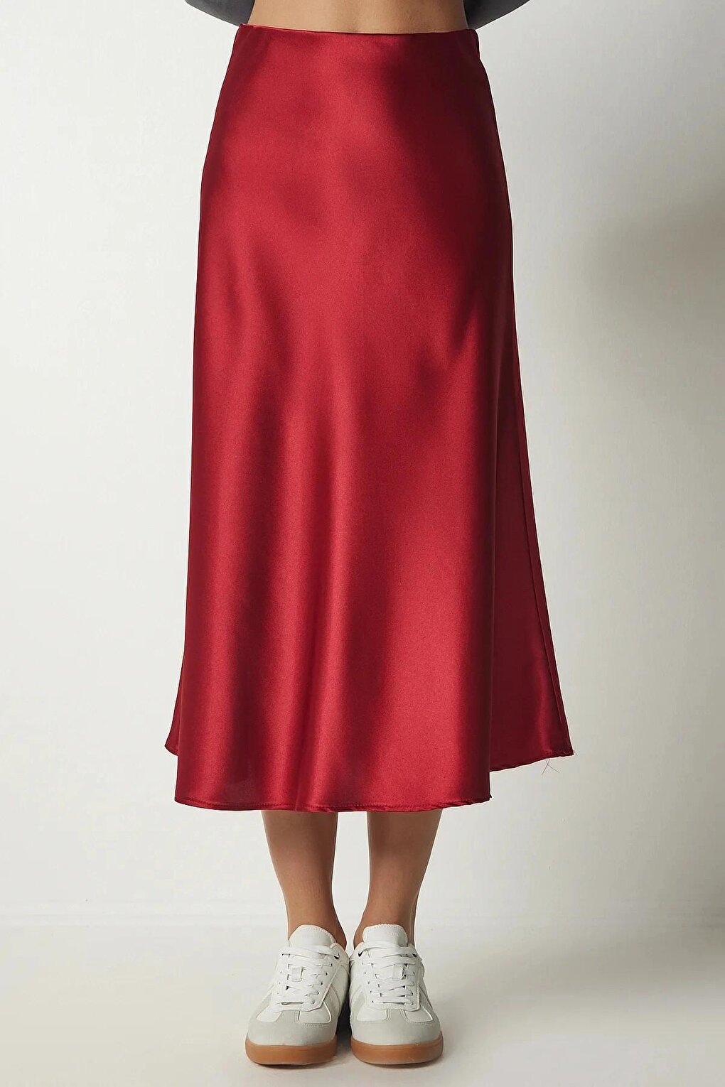 Burgundy Ankle Length Satin Skirt