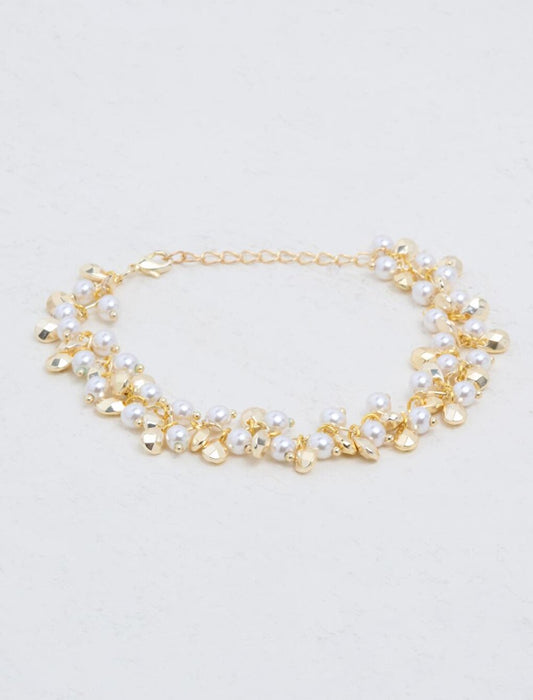 Adjustable Bracelet with Gold Pearl Detail