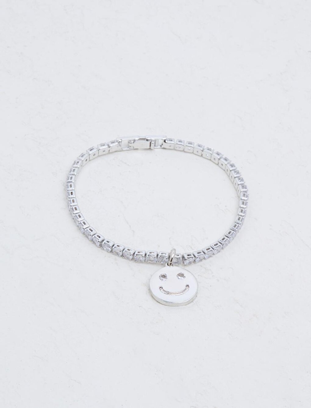 Shiny Bracelet with Silver Smiling Face Figure