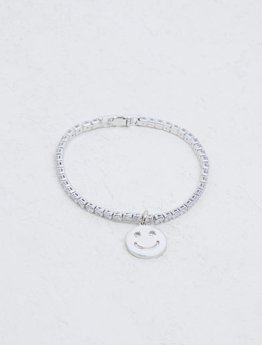 Shiny Bracelet with Silver Smiling Face Figure