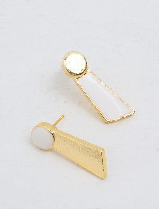 White Figured Stylish Dangle Earrings